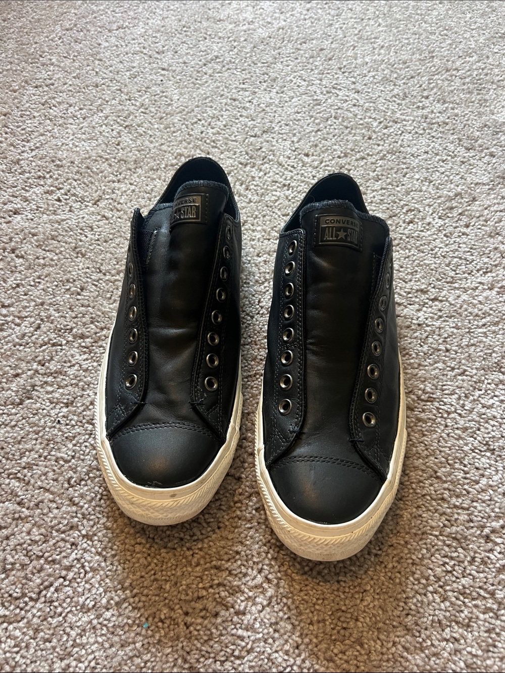 Men's converse Slip-On Leather Sneakers in Black size 13